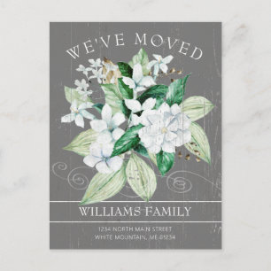 Carte Postale Faire-part Aquarelle Russe blanche Magnolia Moving Floral