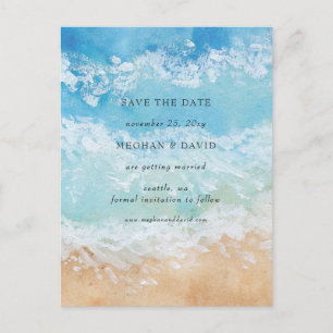 Carte Postale Faire-part Aquarelle Rustique Summer Sea Beach Enregistrer La