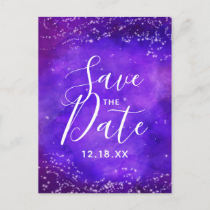 Carte Postale Faire-part Aquarelle Starry Night Galaxy Enregistrer la date