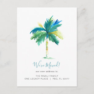 Carte Postale Faire-part Aquarelle tropicale Palm Tree Changement d'adresse