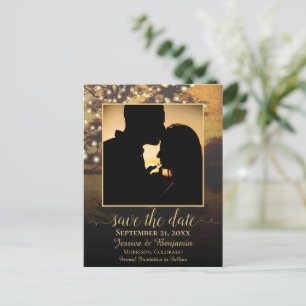 Carte Postale Faire-part Arbre d'automne et lumières avec mariage photo Enr