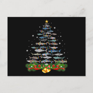 Carte Postale Faire-part Arbre de Noël requin Cadeaux pour amateurs de requ