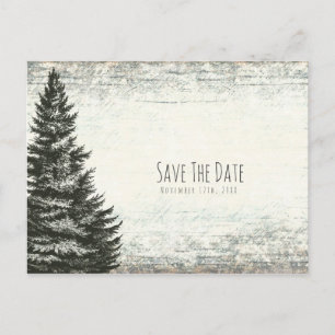 Carte Postale Faire-part Arbre de pin hivernal vintage Bois rustique Sauveg
