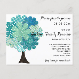 Carte Postale Faire-part Arbre de réunion de famille Pattern Jour de Réunio