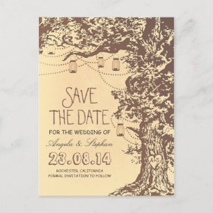 Carte Postale Faire-part arbre mason jarres rustique enregistrer la date ca