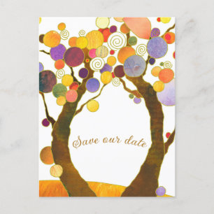Carte Postale Faire-part Arbres d'amour de style Boho Mariage Enregistrer l