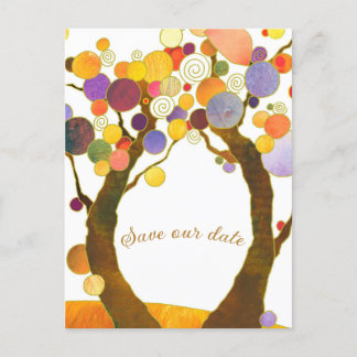 Carte Postale Faire-part Arbres d'amour de style Boho Mariage Enregistrer l