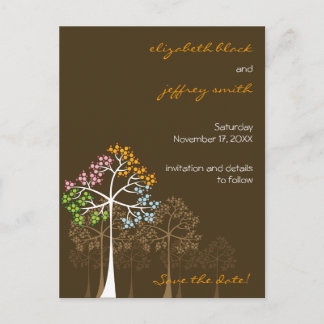 Carte Postale Faire-part Arbres des quatre saisons Bois Save The Date de ma