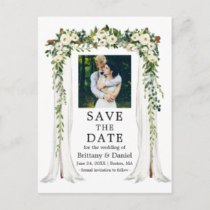 Carte Postale Faire-part Arche de baldaquin de mariage aquarelle vert flora