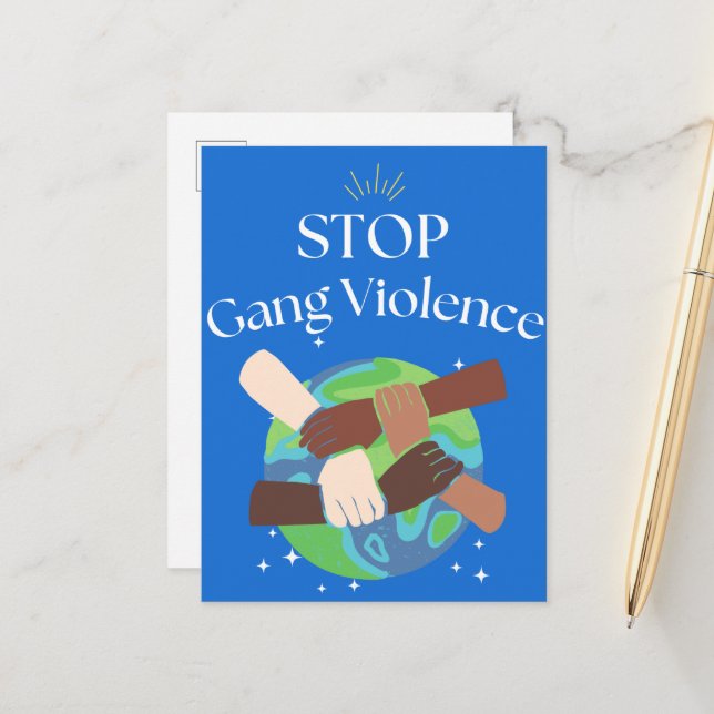 Carte Postale Faire-part Arrêter la violence des gangs Mains entrelacées (Devant/Arrière en situation)