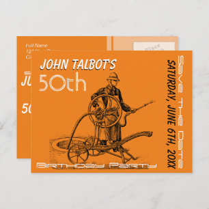 Carte Postale Faire-part Arroseur ou pompier 50e anniversaire Enregistrer l