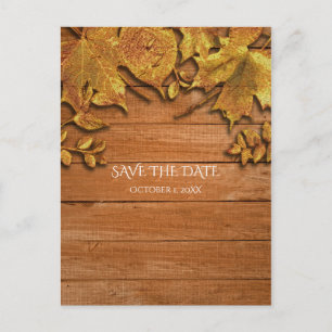 Carte Postale Faire-part Art de feuille d'or faux d'automne Élégant Automne