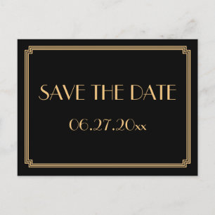 Carte Postale Faire-part Art Déco Great Gatsby Black Enregistrer La Date Ca