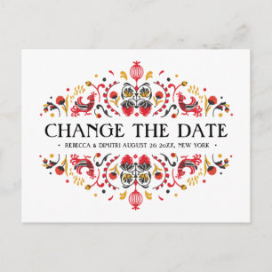 Carte Postale Faire-part Art populaire russe Khokhloma Mariage POSTPONEMENT