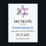 Carte Postale Faire-part Artsy Star de David Bar Bat mitzvah Enregistrer la<br><div class="desc">L'Etoile de David dans les tons rose et bleu dans une texture grungy artistique est imprimé sur Bar & Bat mitzvah enregistrer la date des cartes postales. Pour votre fils ou votre fille. Tous les textes par défaut (exemples d'informations) peuvent être entièrement customisés avec vos propres mots, et vous pouvez...</div>
