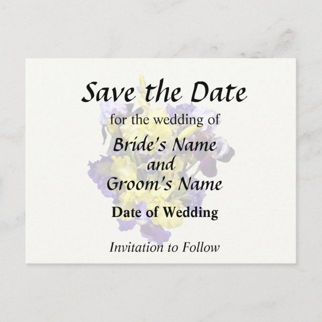 Carte Postale Faire-part Assortiment d'iris jaunes et violets (Devant)