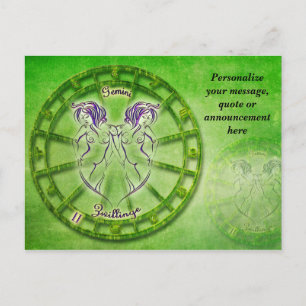 Carte Postale Faire-part Astrologie Gemini Horoscope Personnaliser le messa