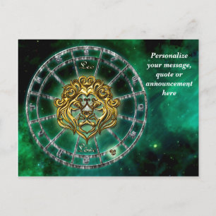 Carte Postale Faire-part Astrologie Leo Lion Horoscope Message Personnalisé