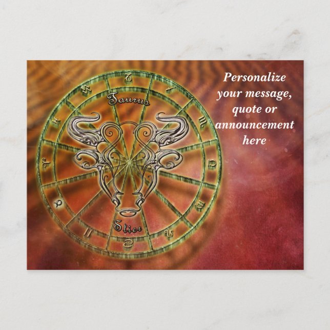 Carte Postale Faire-part Astrologie Taurus Horoscope Personnaliser le messa (Devant)