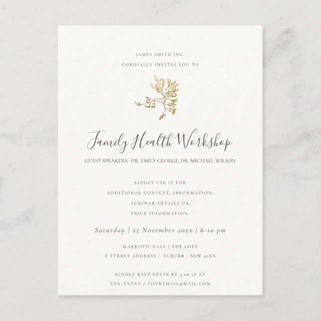 CARTE POSTALE FAIRE-PART ATELIER EUCALYPTUS ROSE ROSE PÂLE PAPIER KRAFT (Devant)