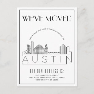 Carte Postale Faire-part Austin Skyline Moderne Deco   Changement d'adresse