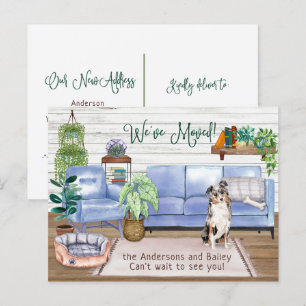 Carte Postale Faire-part Australian Shepherd Cosy New Home Moving        