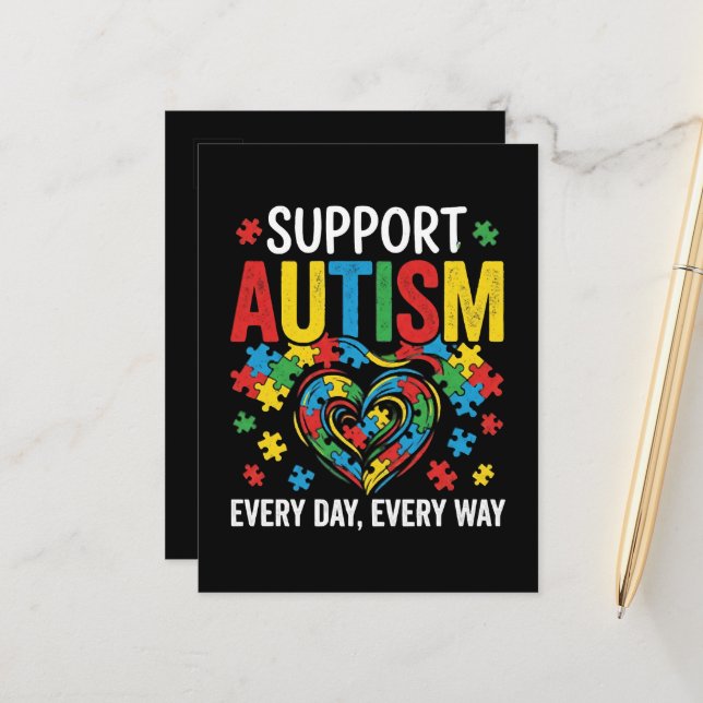 Carte Postale Faire-part Autism awareness (Devant/Arrière en situation)