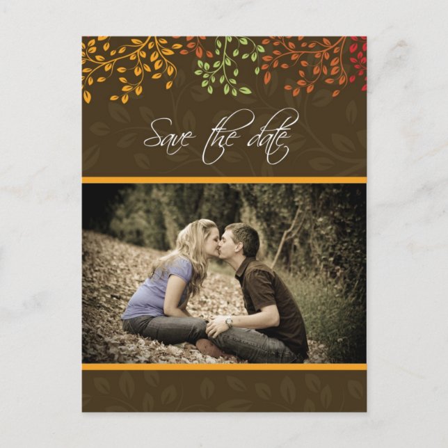 Carte Postale Faire-part Automne personnalisable Enregistrer la date Faire- (Devant)