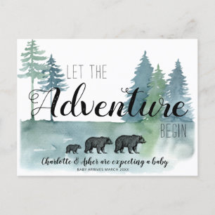 Carte Postale Faire-part Aventure Russe Aquarelle Ours Grossesse