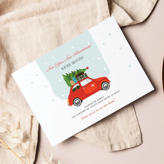 Carte Postale Faire-part Aventures du Nouvel An Nous déménageons Nouvelle A (Holiday Moving Announcement Postcard)