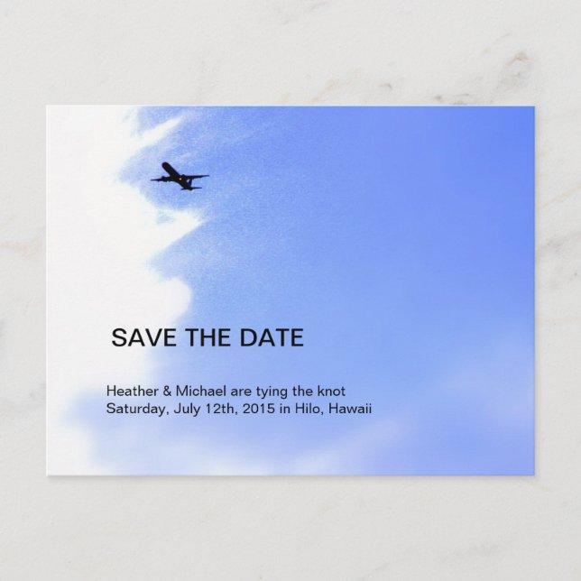 Carte Postale Faire-part Avion Sky Destination Mariage Enregistrer La Date (Devant)