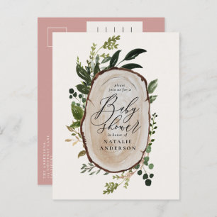 Carte Postale Faire-part baby shower de script botanique de ferme russe
