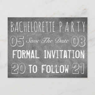 Carte Postale Faire-part Bachelorette Party Enregistrer La Date Style Chalk