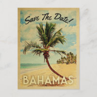 Bahamas Enregistrer La Date Vintage Beach Palm Tre