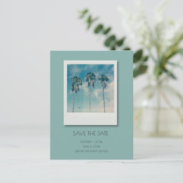 Carte Postale Faire-part Bahamas Tropical Beach Wedding Enregistrer la date (Debout devant)
