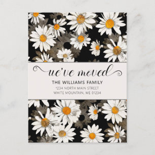 Carte Postale Faire-part Baise blanche moderne sur floral noir