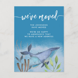 Carte Postale Faire-part Baleine Bleue Côtière Nautique Nouvelle Adresse Dé