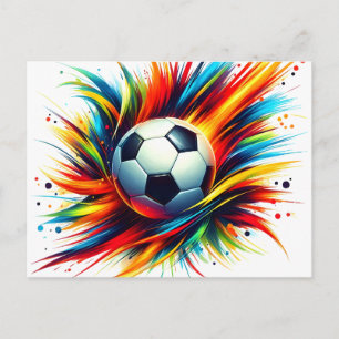 Carte Postale Faire-part Balle de football Splash Futuriste Football Abstra