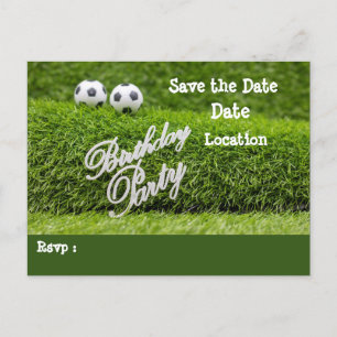 Carte Postale Faire-part Ballon de football avec le mot Fête d'anniversaire