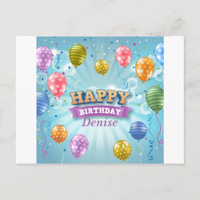 Carte Postale Faire-part Ballons pour fête d'anniversaire (Devant)
