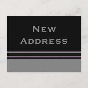 Carte Postale Faire-part bandes noires grises Nouvelle adresse