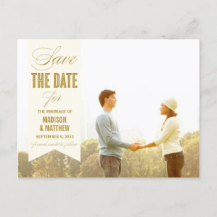 CARTE POSTALE FAIRE-PART BANNIÈRE VINTAGE   ENREGISTRER LA DATE D'ANNONCE