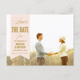 CARTE POSTALE FAIRE-PART BANNIÈRE VINTAGE   ENREGISTRER LA DATE D'ANNONCE