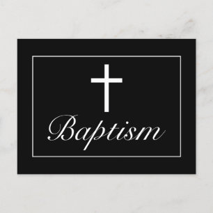 Carte Postale Faire-part Baptême minimaliste moderne pour bébé noir