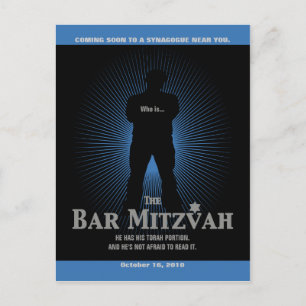 Carte Postale Faire-part Bar Mitzvah d'une star de cinéma, date à retenir, 