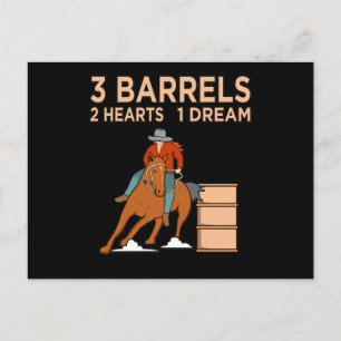 Carte Postale Faire-part Barils Coeurs Cheval Course Baril Racer Chevaux Ra
