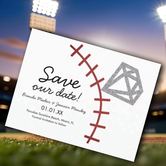Carte Postale Faire-part Baseball Homerun Diamant Gemme  Save The Date (Créateur téléchargé)