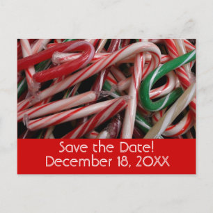 Carte Postale Faire-part Bâtonnets de Bonbon de Noël Enregistrer la Date