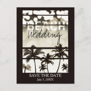 Carte Postale Faire-part Beach Party Palm Trees Tropical Blanc Hot Vintage