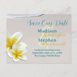 Carte Postale Faire-part Beach Sand Mariage tropical Enregistrer la date Ca